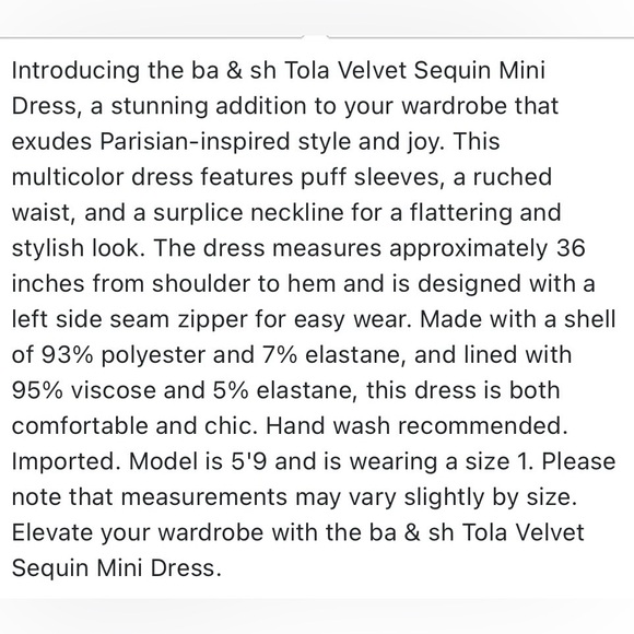 ba&sh “Tola” Velvet Sequin Gem-Tone Mini- Dress, Size L. NWT - Picture 15 of 16